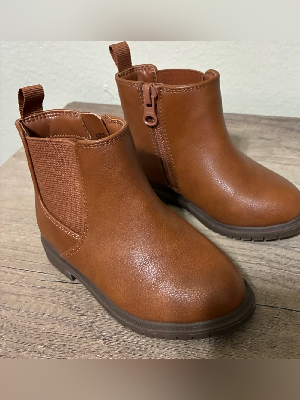 Girls Cat and Jack Brown Chelsea Booties with Side Zip